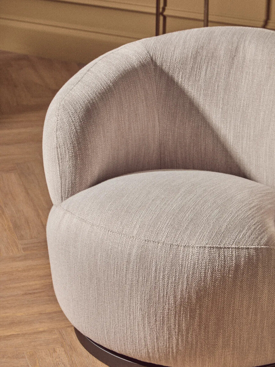 Image of Bordo Textured Grey Curved Swivel Chair