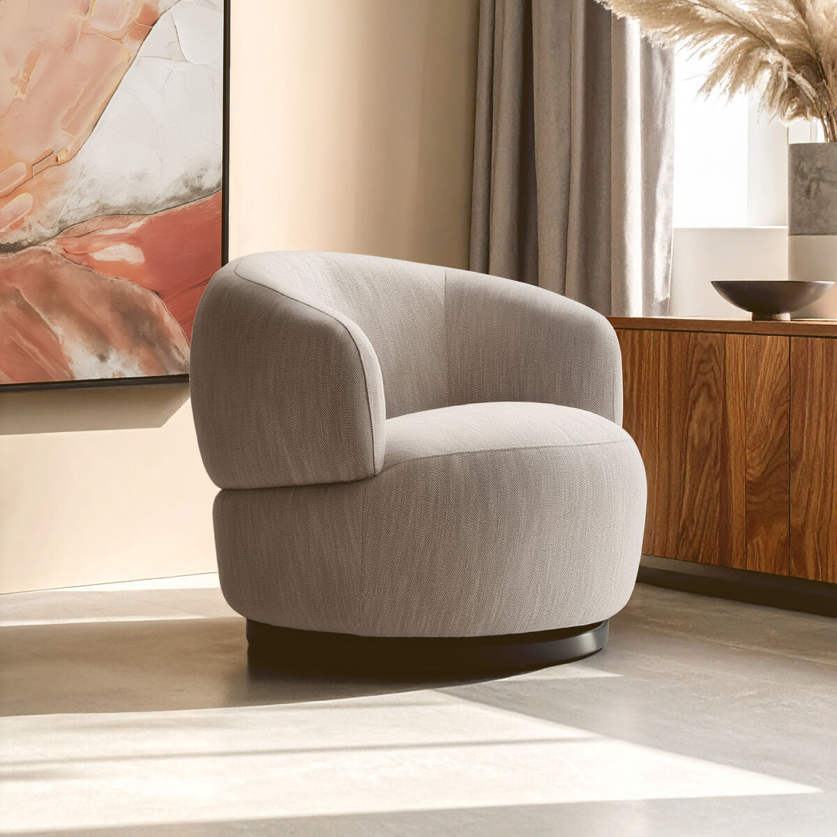 Image of Bordo Textured Grey Curved Swivel Chair
