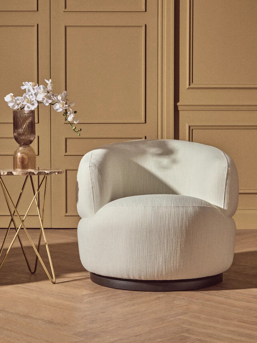 Image of Bordo Textured Cream Curved Swivel Chair
