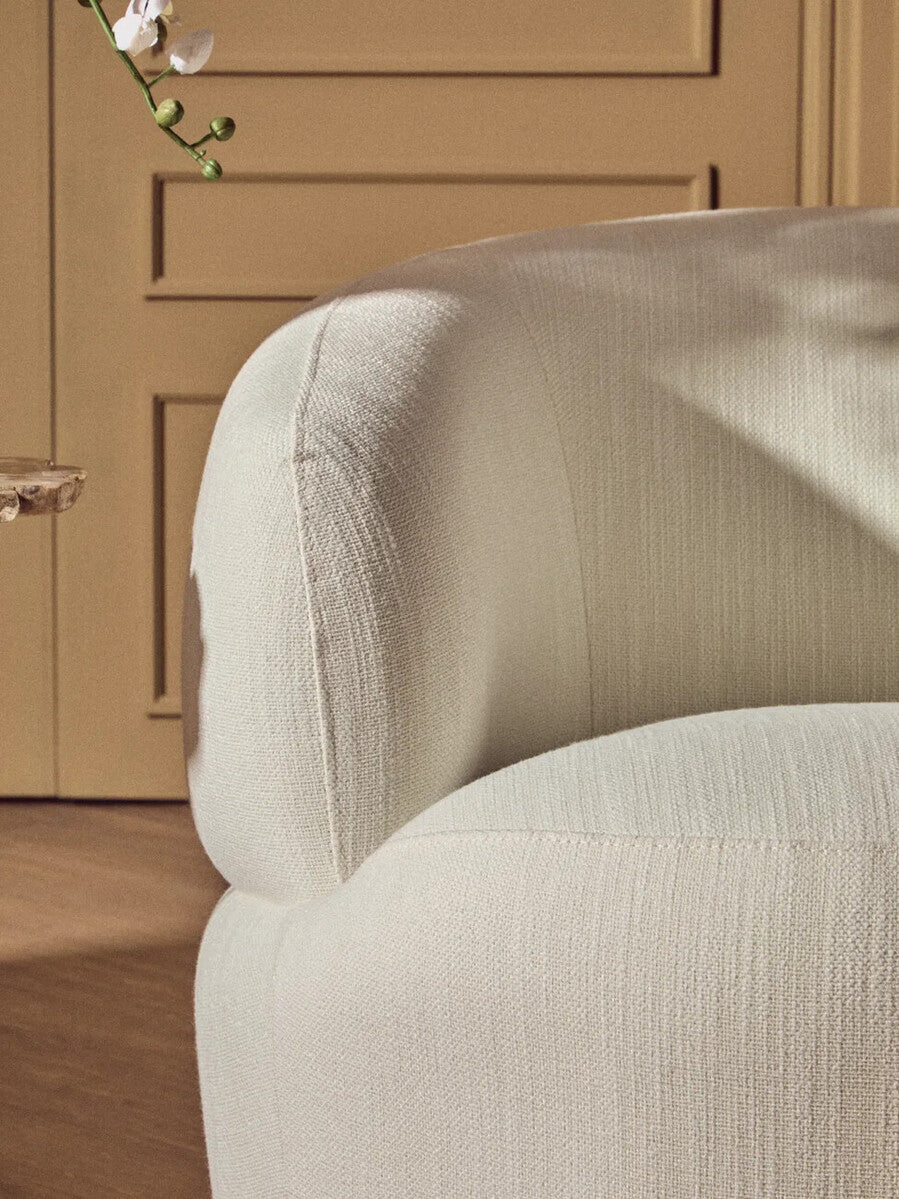 Image of Bordo Textured Cream Curved Swivel Chair