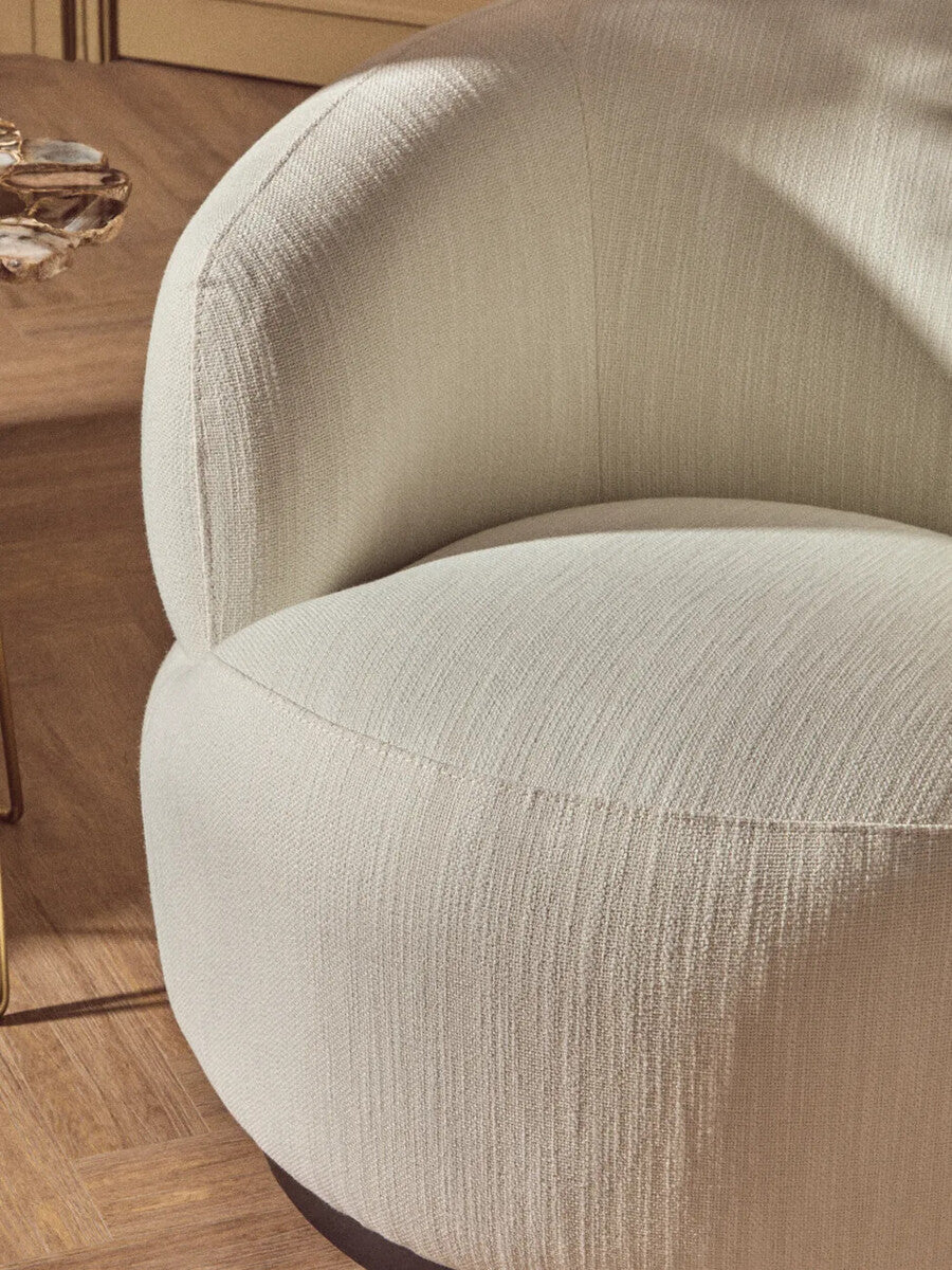 Image of Bordo Textured Cream Curved Swivel Chair