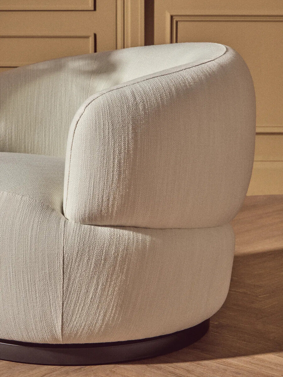 Image of Bordo Textured Cream Curved Swivel Chair