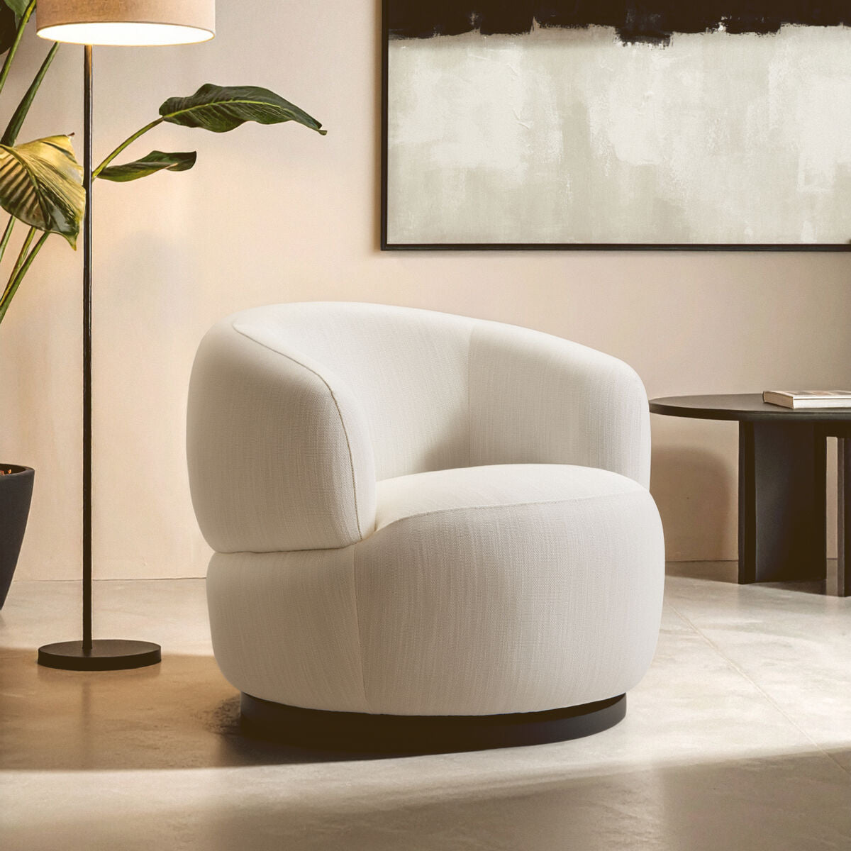 Image of Bordo Textured Cream Curved Swivel Chair