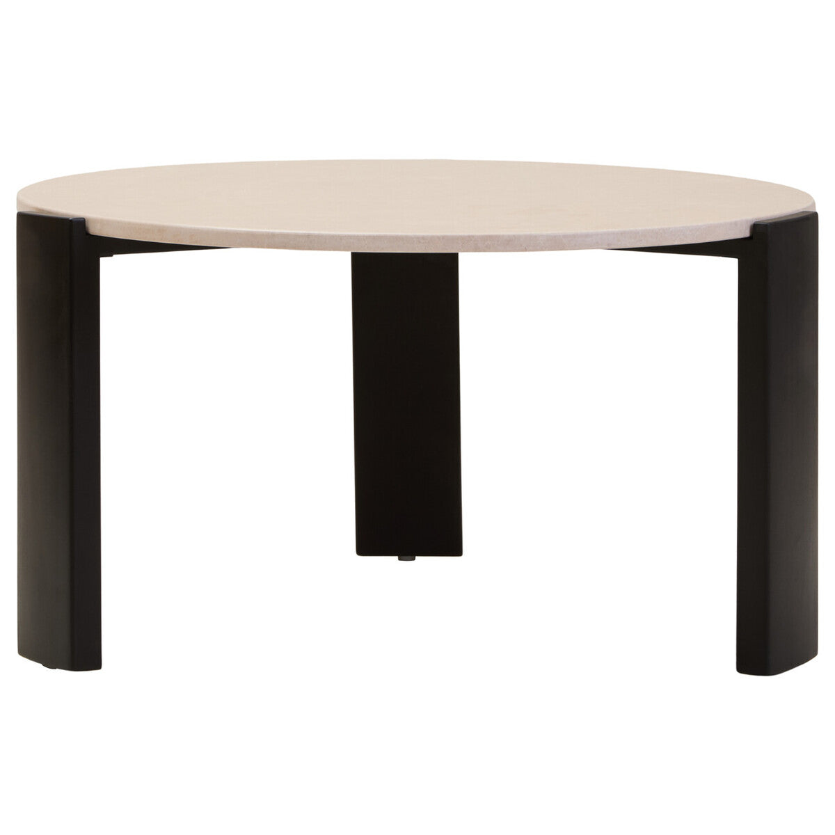 Image of Cream Round Marble Top Large Coffee Table with Black Acacia Legs, Palermo