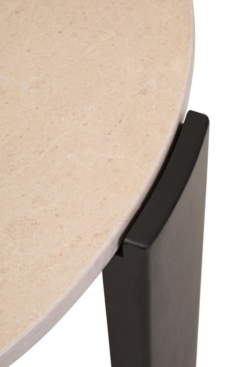 Image of Cream Round Marble Top Large Coffee Table with Black Acacia Legs, Palermo
