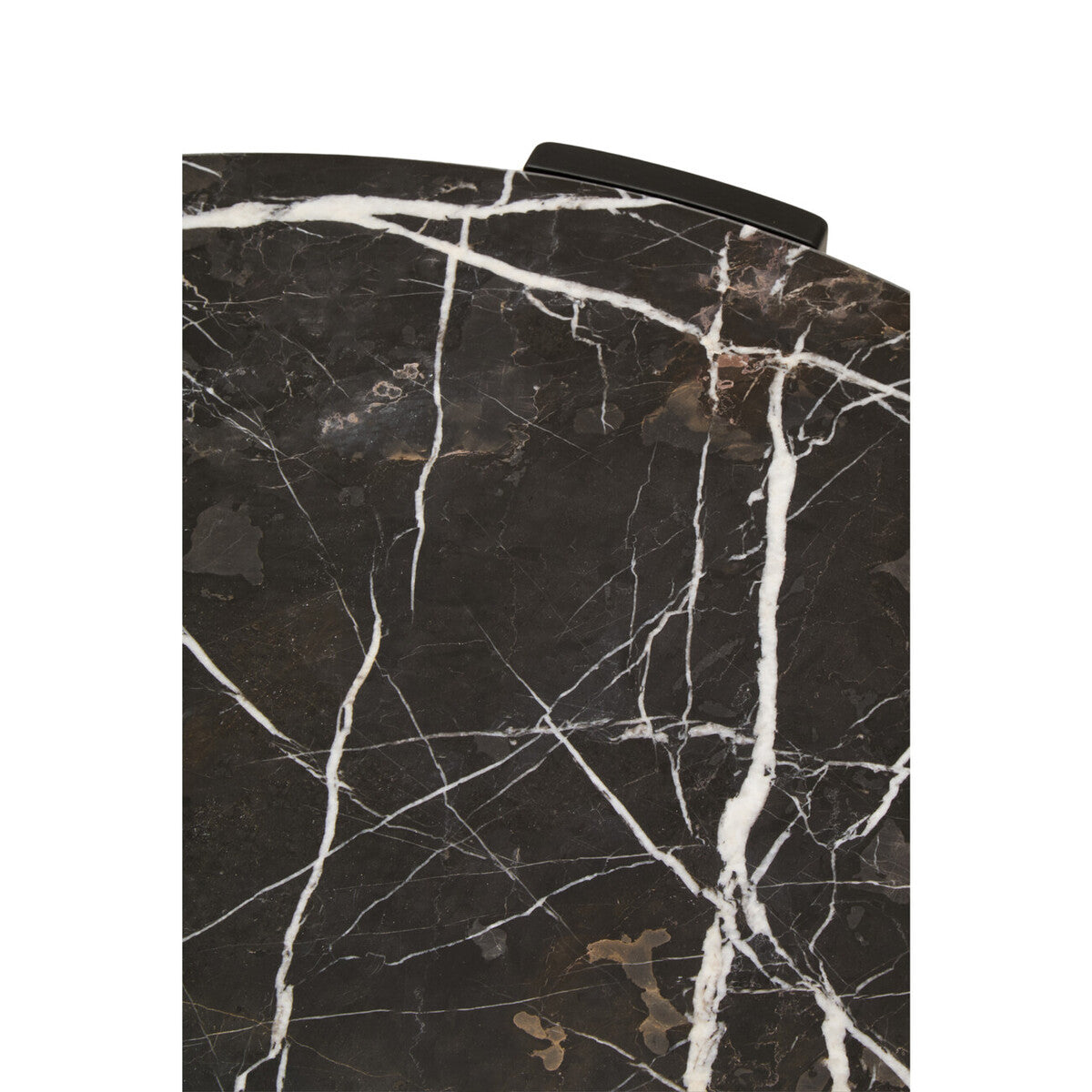 Image of Black Round Marble Top Large Coffee Table with Black Acacia Legs, Palermo