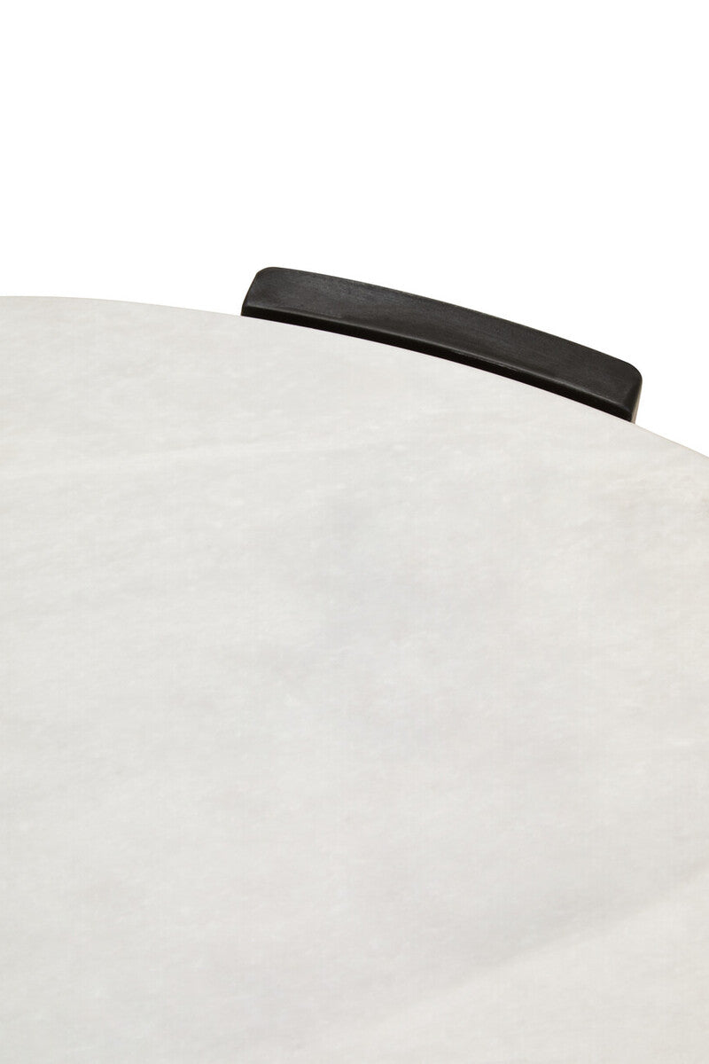 Image of White Round Marble Top Large Coffee Table with Black Acacia Legs, Palermo