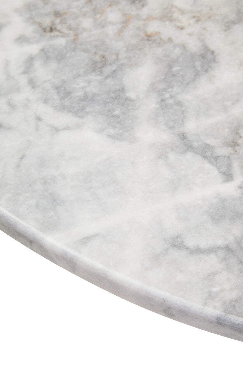 Image of White Round Marble Top Large Coffee Table with Black Acacia Legs, Palermo