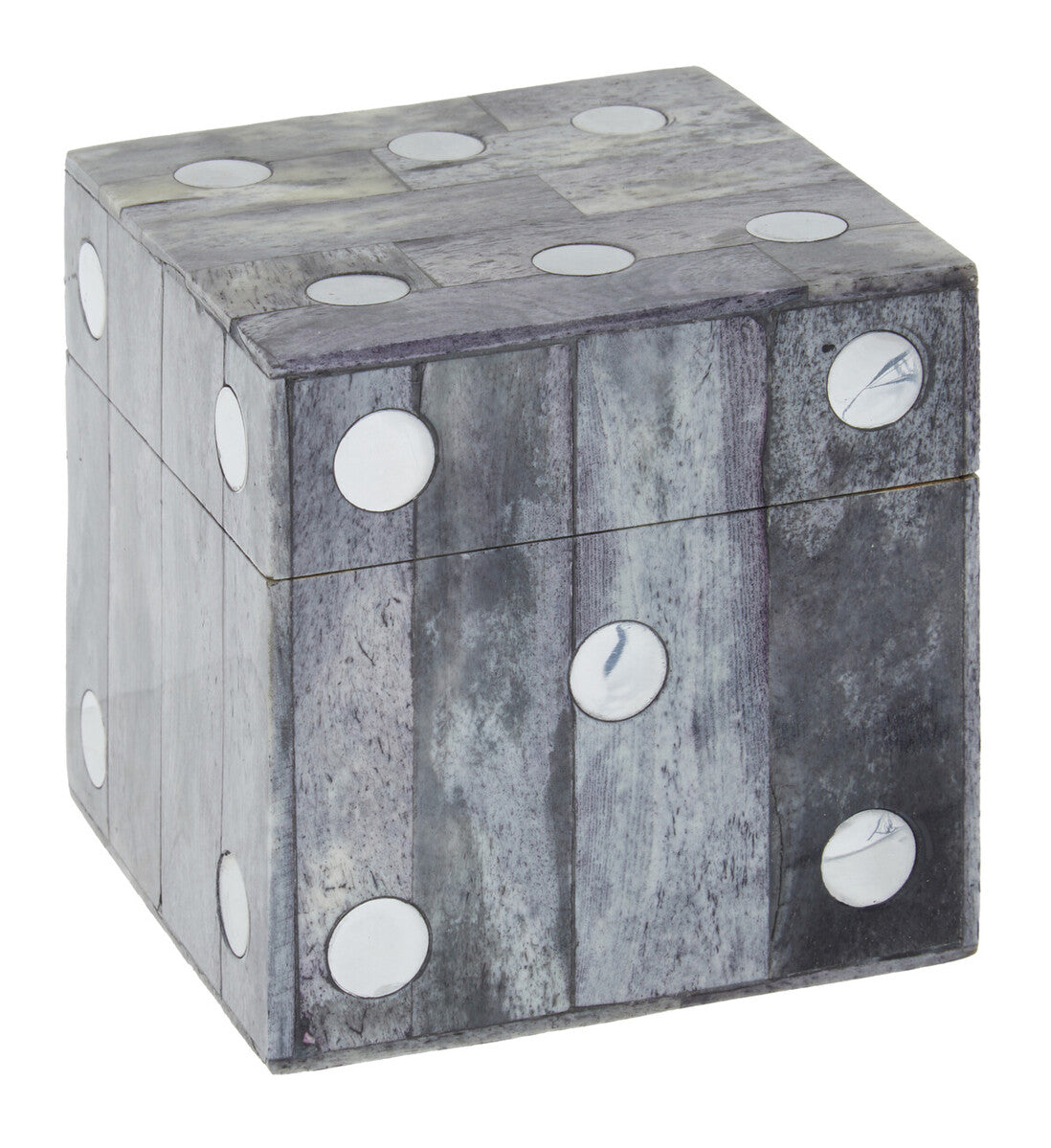 Image of Churchill Games Grey Bone Dice Box with 5 Black Dice