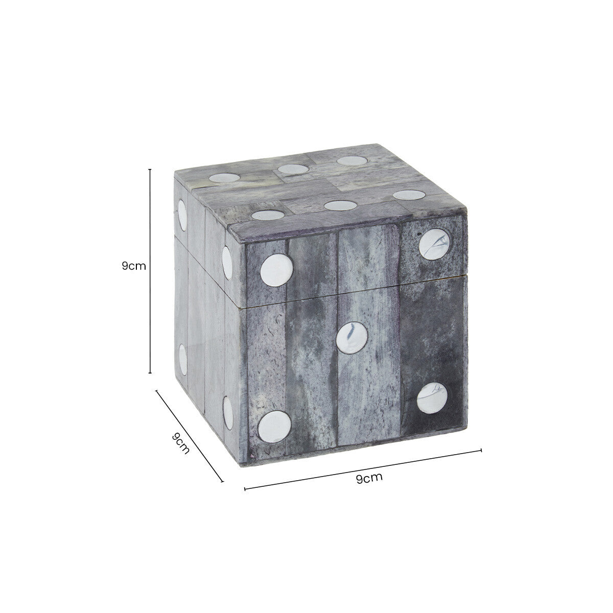 Image of Churchill Games Grey Bone Dice Box with 5 Black Dice