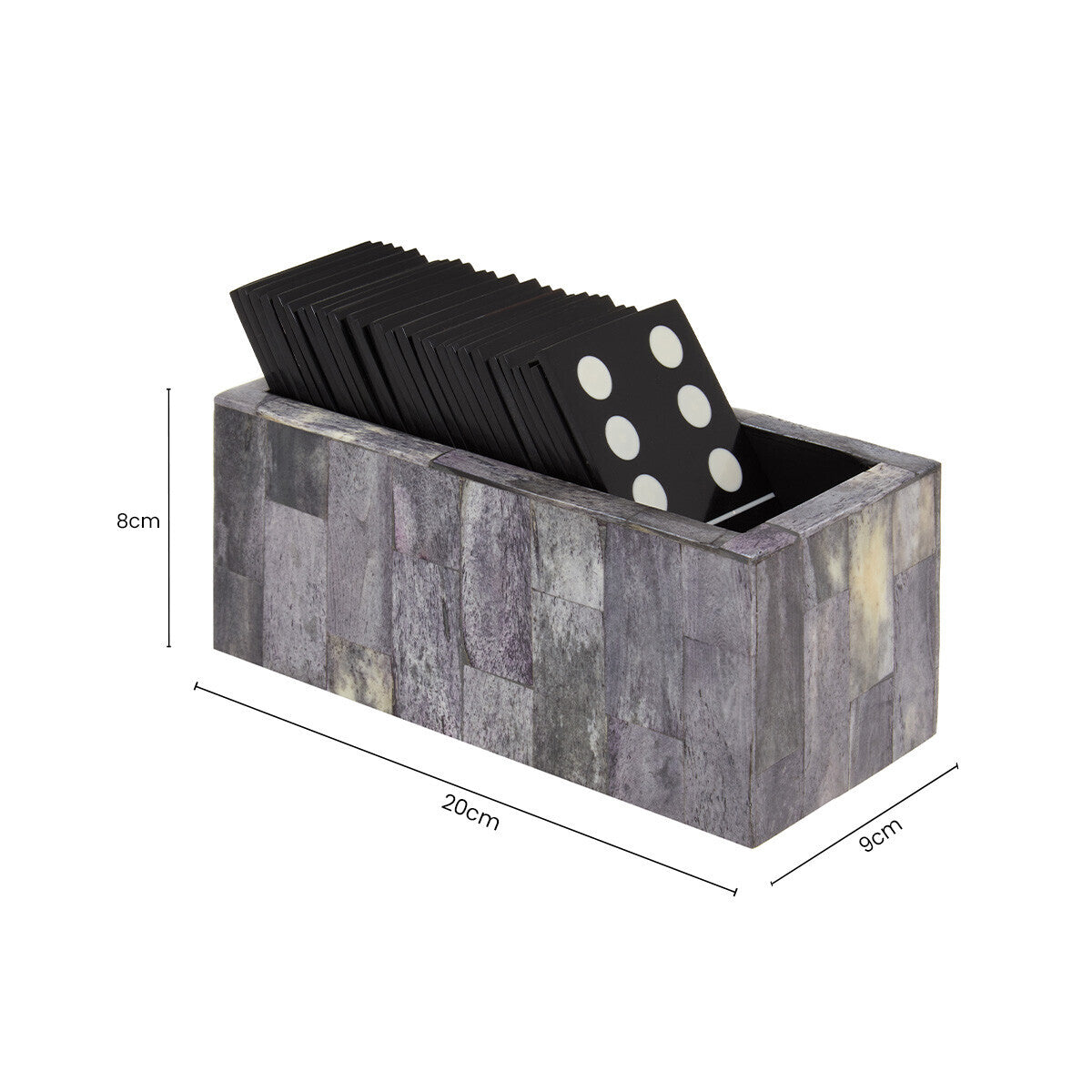 Image of Churchill Games Grey Bone Domino Set with Black Dominoes