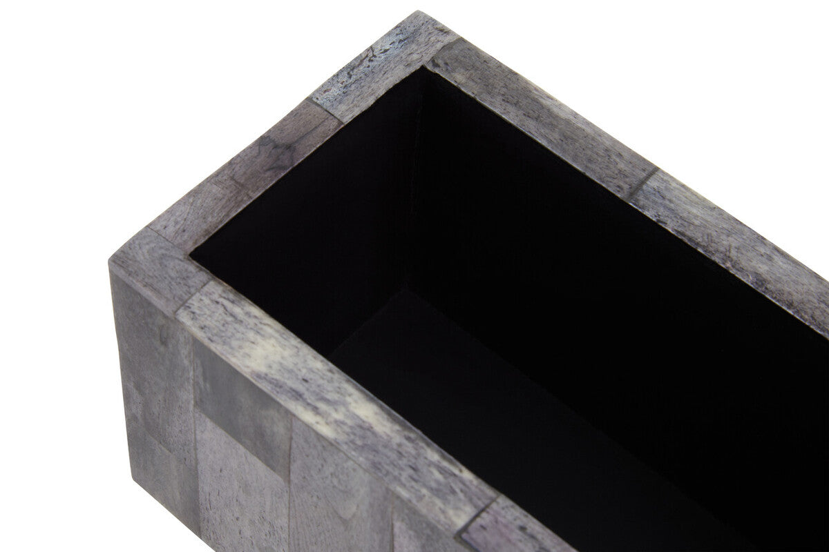 Image of Churchill Games Grey Bone Domino Set with Black Dominoes