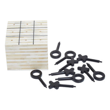 Image of Churchill Games Cream and Black Bone Noughts & Crosses