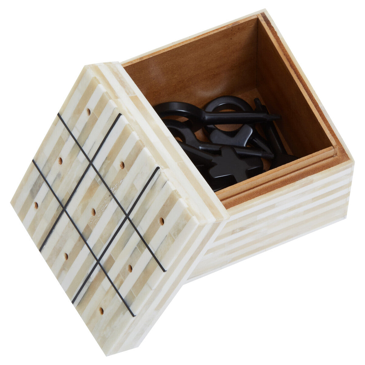 Image of Churchill Games Cream and Black Bone Noughts & Crosses