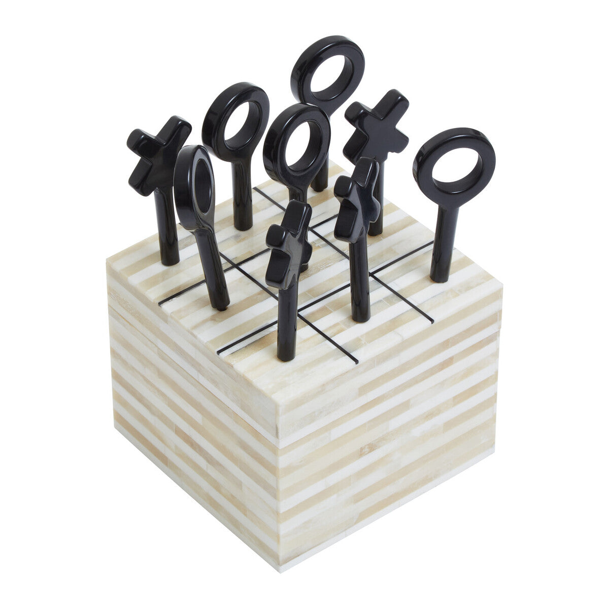 Image of Churchill Games Cream and Black Bone Noughts & Crosses