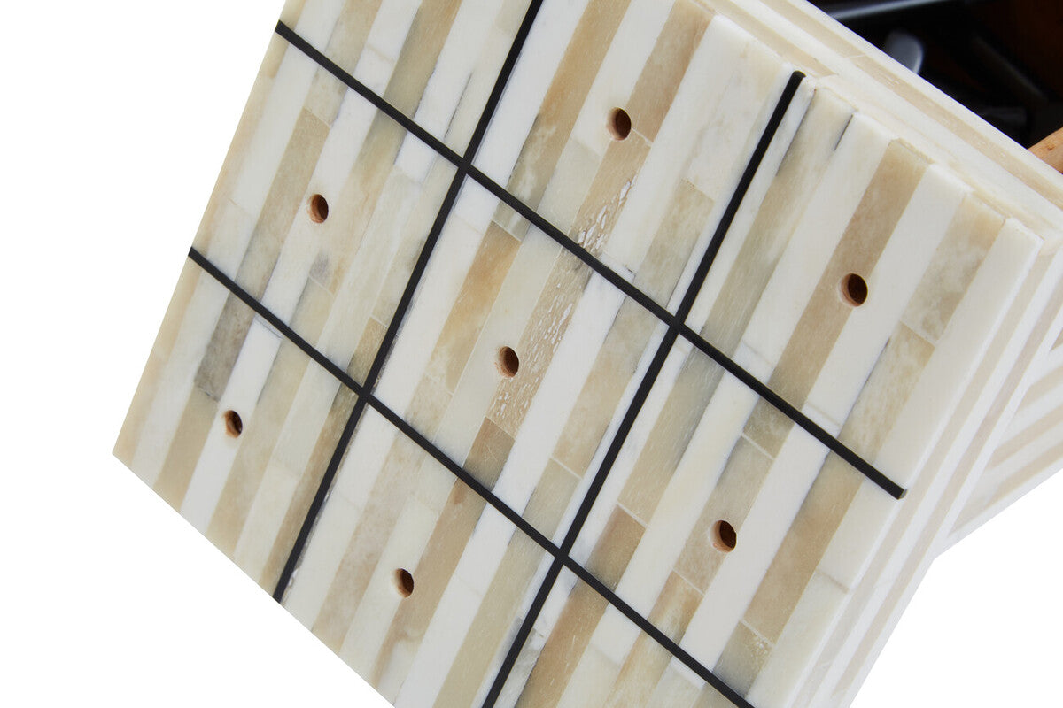 Image of Churchill Games Cream and Black Bone Noughts & Crosses