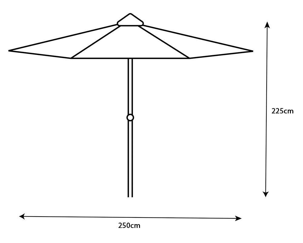 Crank and Tilt Parasol Powder Coated Pole - Ivory, 2.5M
