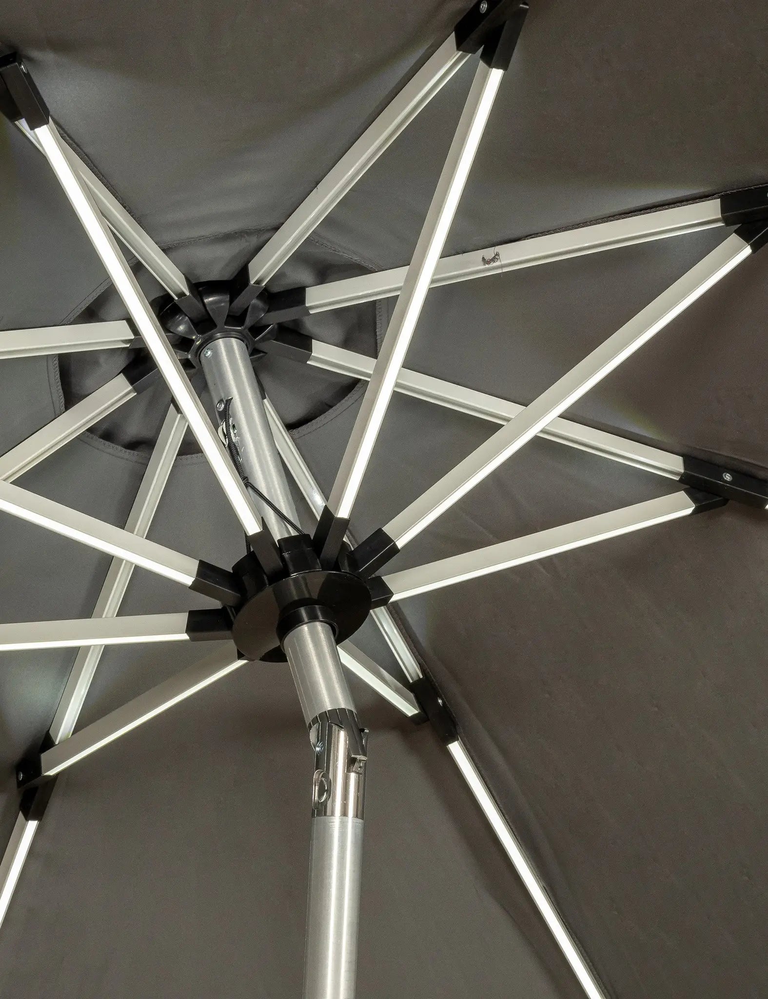 Crank and Tilt LED Strip Parasol - Grey