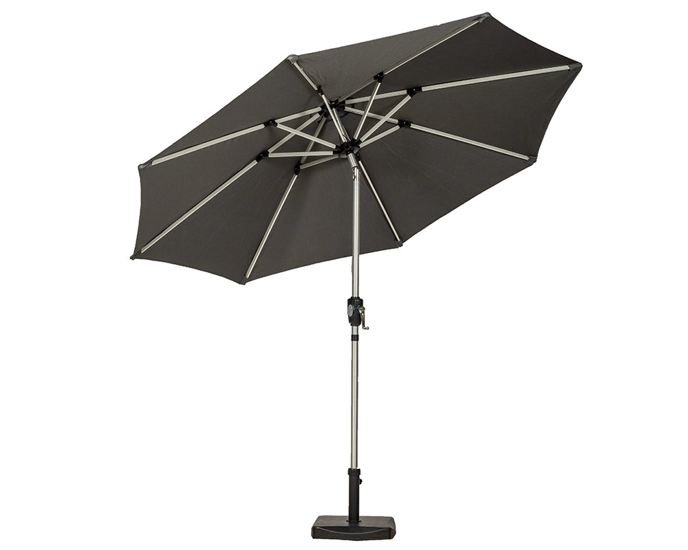 Crank and Tilt LED Strip Parasol - Grey