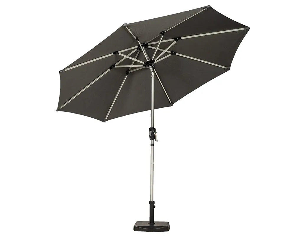 Crank and Tilt LED Strip Parasol - Grey
