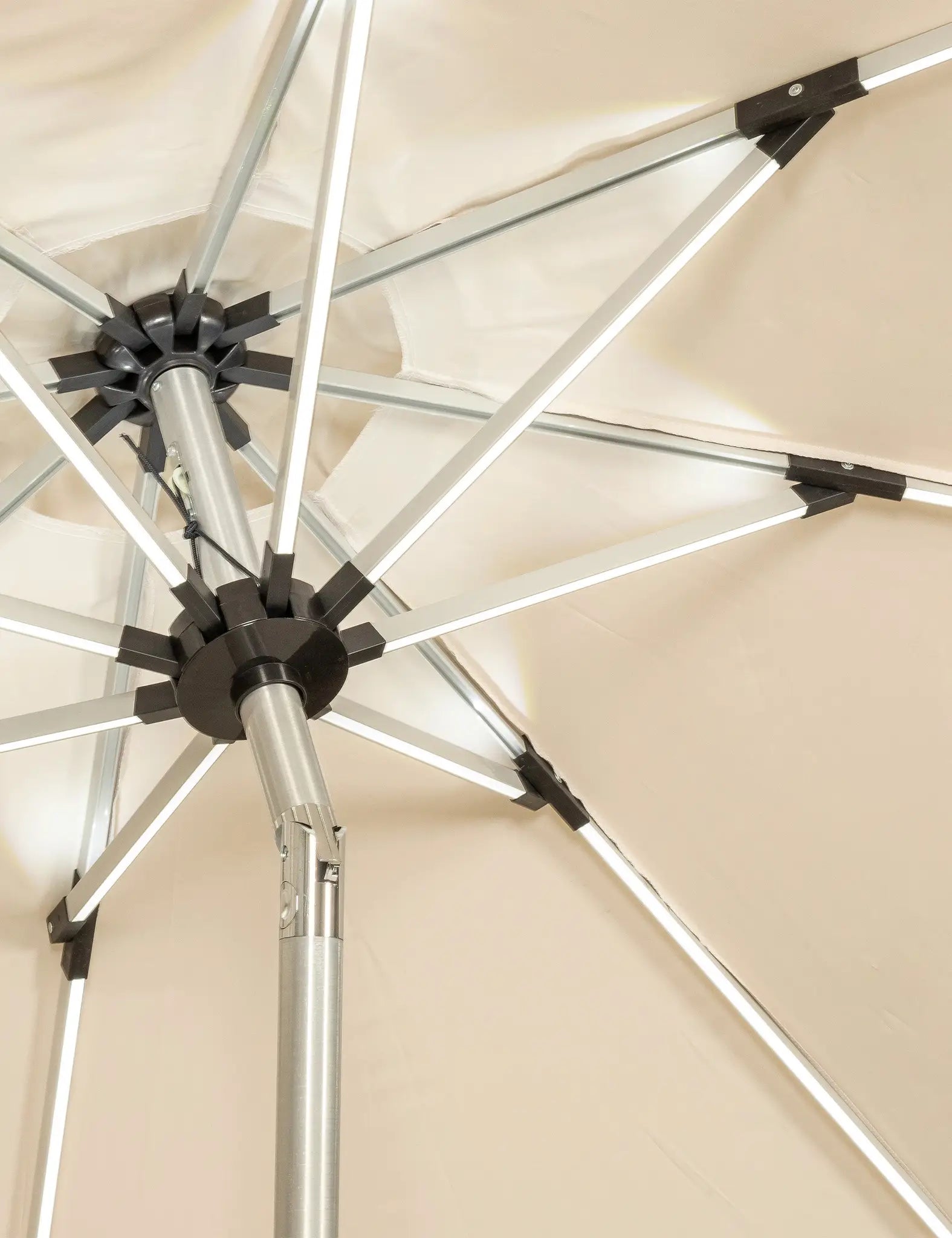 Image of Crank and Tilt LED Strip Parasol - Ivory