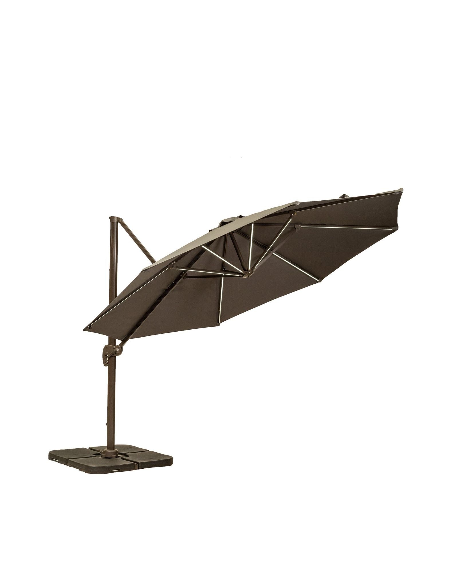 Image of Deluxe Round Solar LED Cantilever Parasol - Grey
