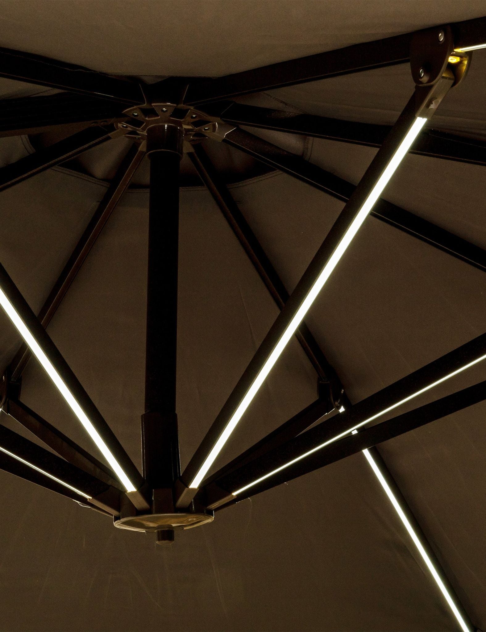 Image of Deluxe Round Solar LED Cantilever Parasol - Grey