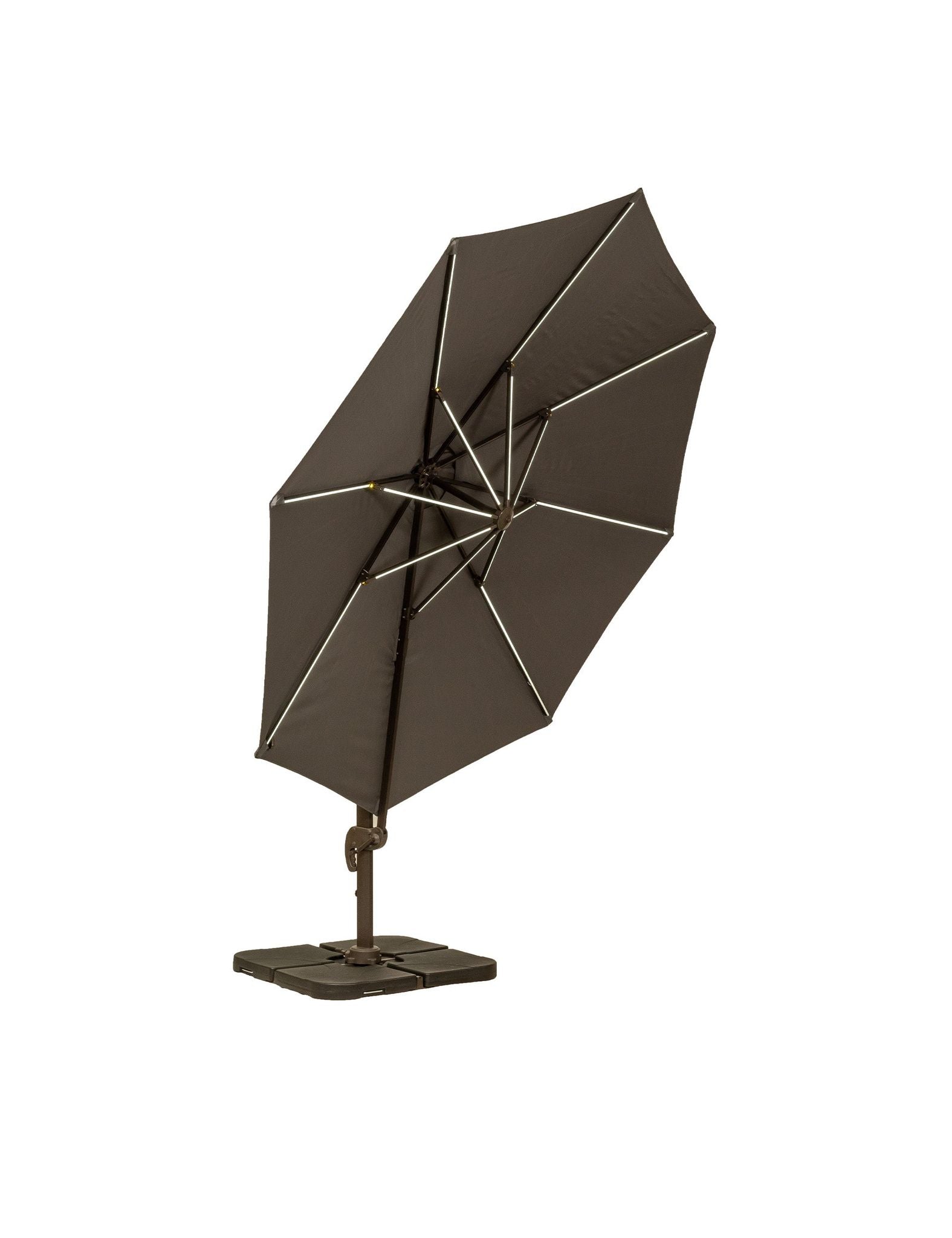Image of Deluxe Round Solar LED Cantilever Parasol - Grey