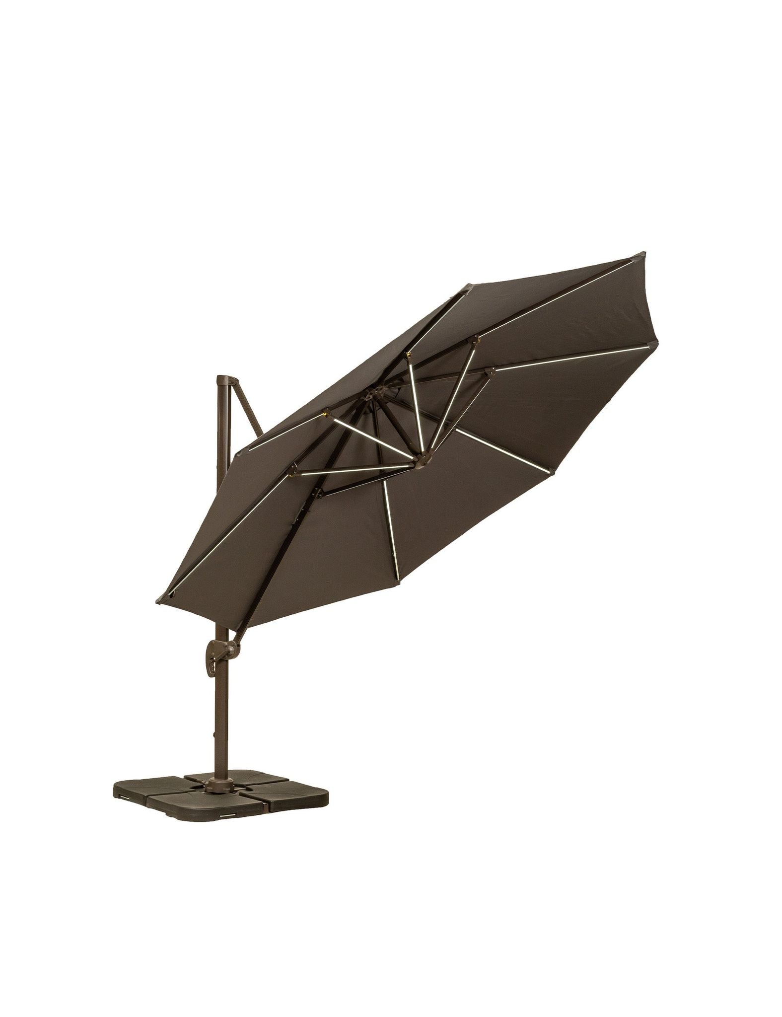 Image of Deluxe Round Solar LED Cantilever Parasol - Grey