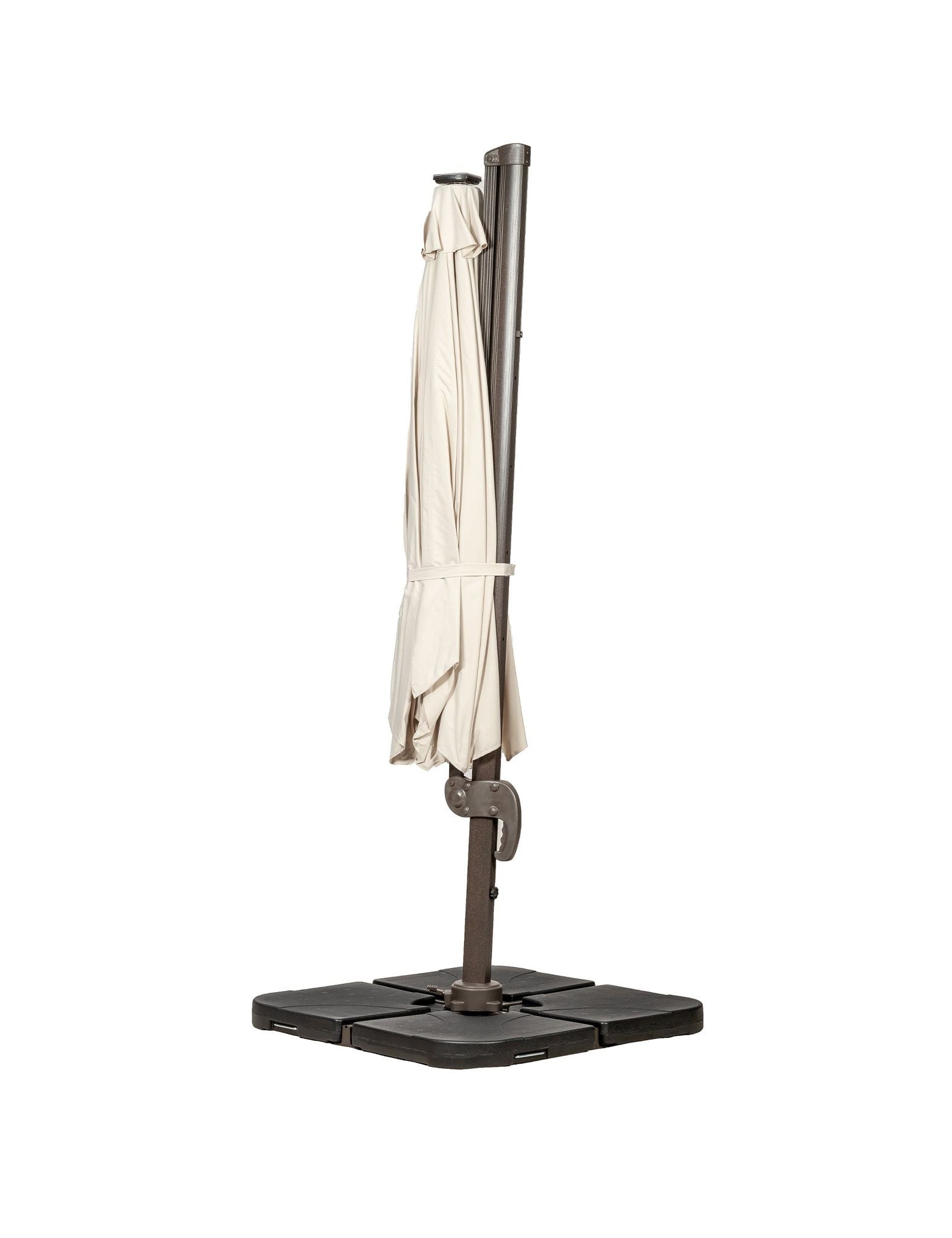 Image of Deluxe Round Solar LED Cantilever Parasol - Ivory