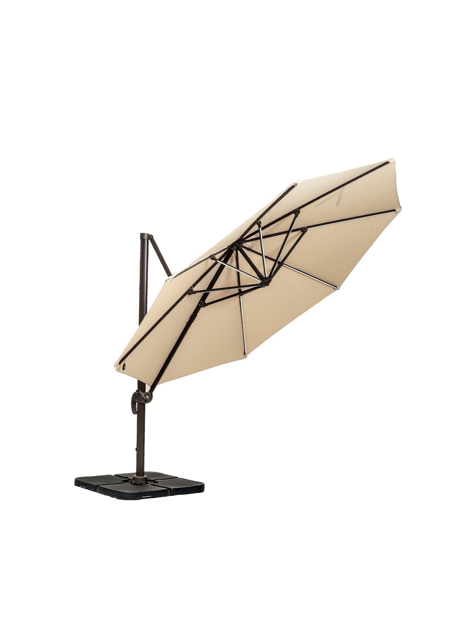 Image of Deluxe Round Solar LED Cantilever Parasol - Ivory