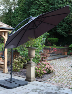 free standing patio umbrella uk 3m Deluxe Pedal Operated Cantilever Parasol