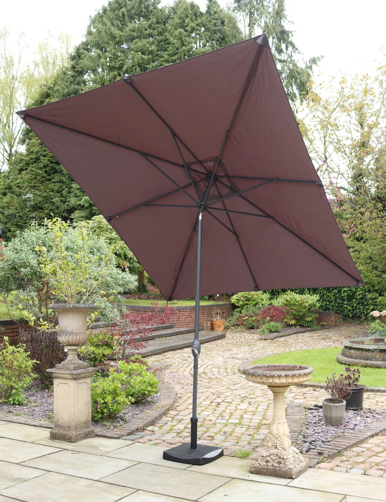 Crank and Tilt Rectangular Parasol - Grey