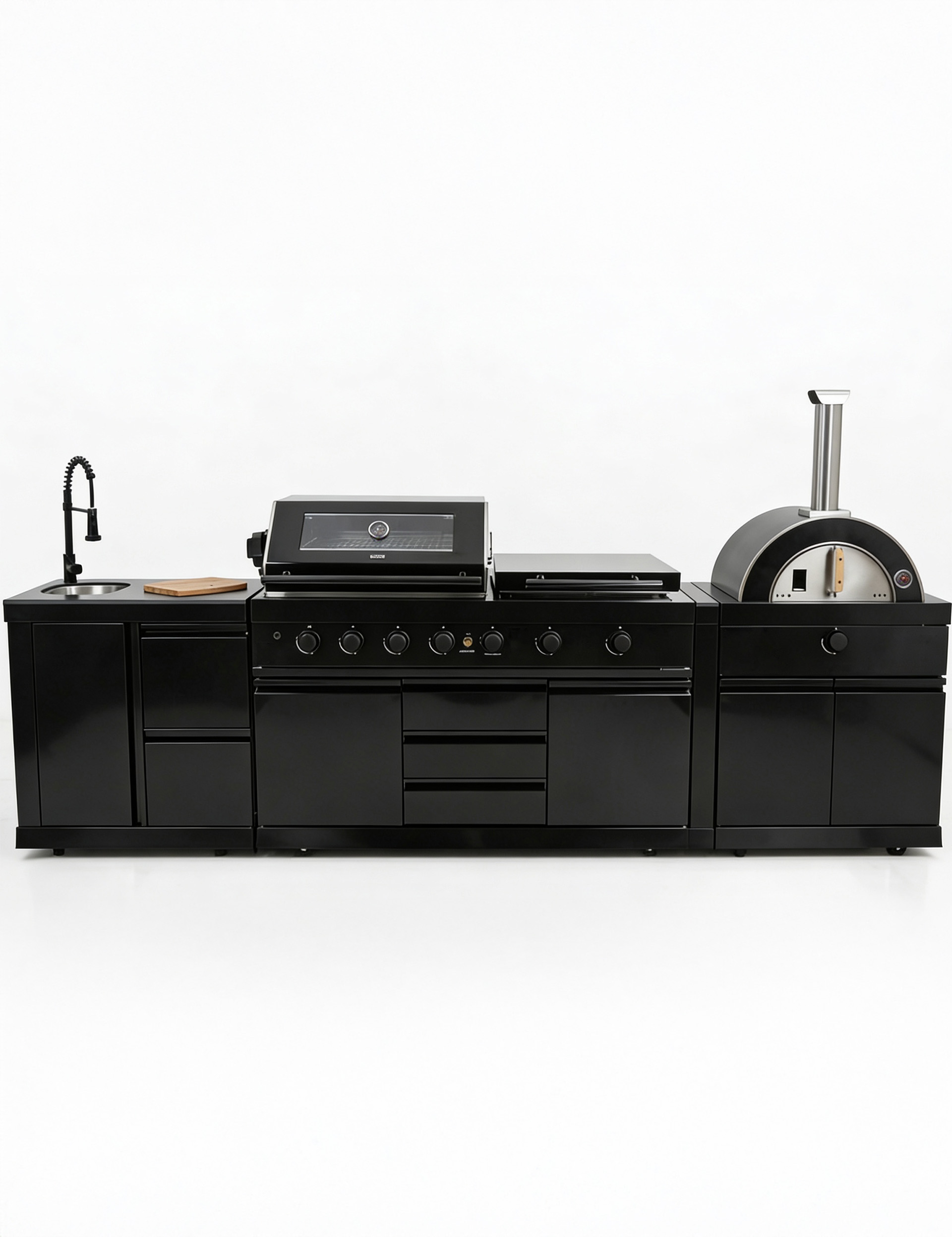 Image of Luxe Outdoor Kitchen 7 Burner with Sink and Pizza Oven