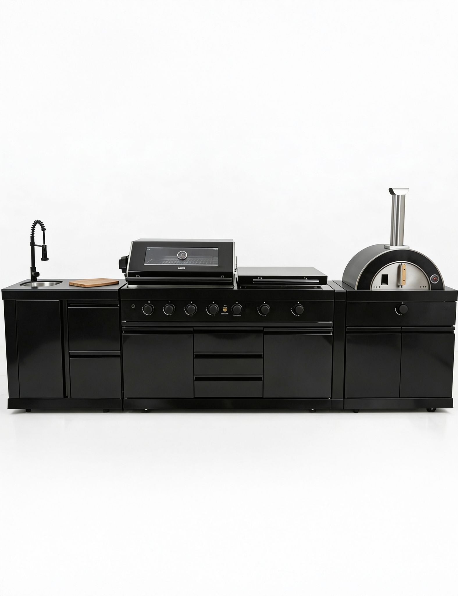 Image of Luxe Outdoor Kitchen 7 Burner with Sink and Pizza Oven