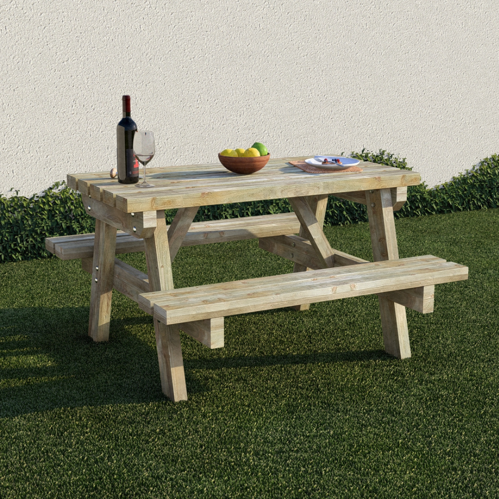 Image of 4 Seater Wooden Picnic Table