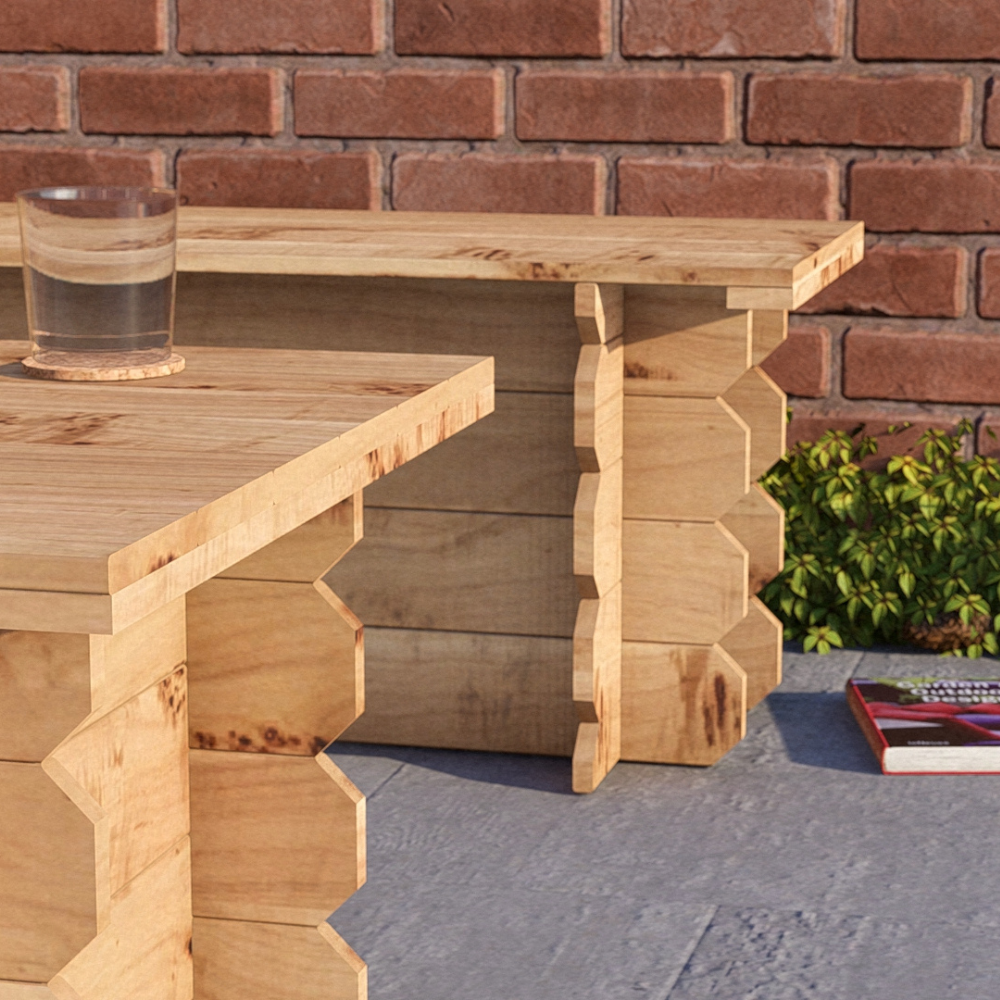 Image of Wooden Interlock Bench Set