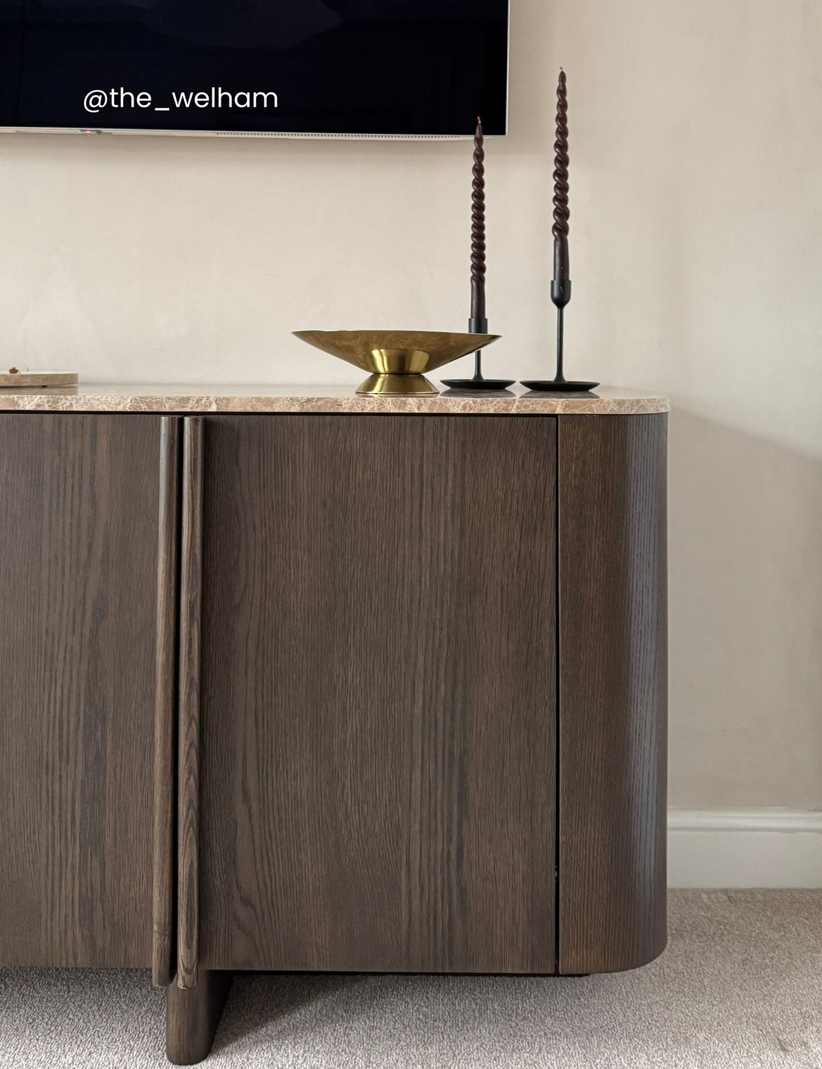 RIVA Dark Wood 4-Door Sideboard with Marble Top
