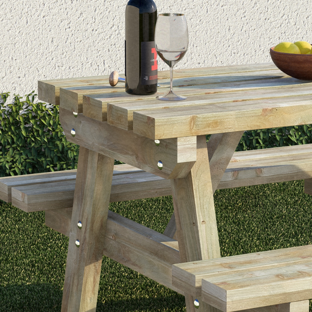 Image of 4 Seater Wooden Picnic Table