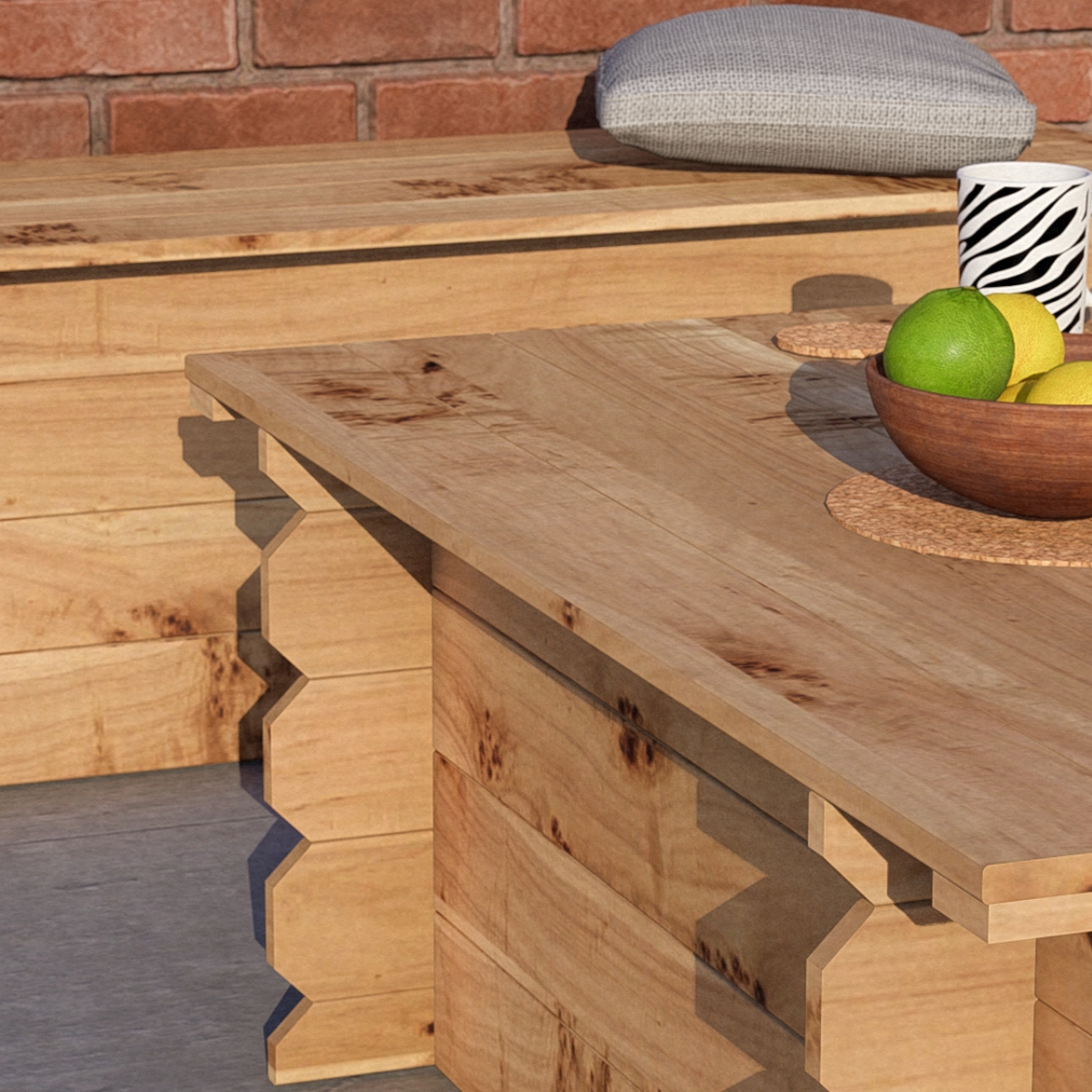 Image of Wooden Interlock Bench Set