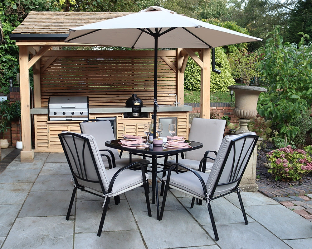 Amalfi Padded Dining Set - 4 Seater