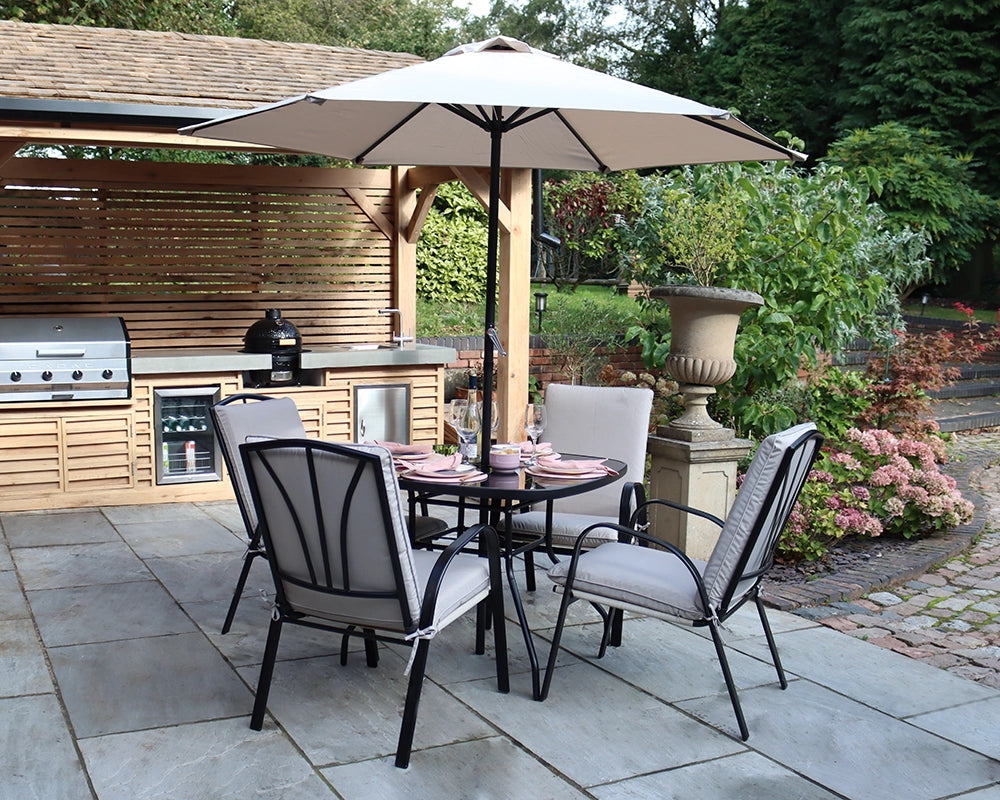 Amalfi Padded Dining Set - 4 Seater