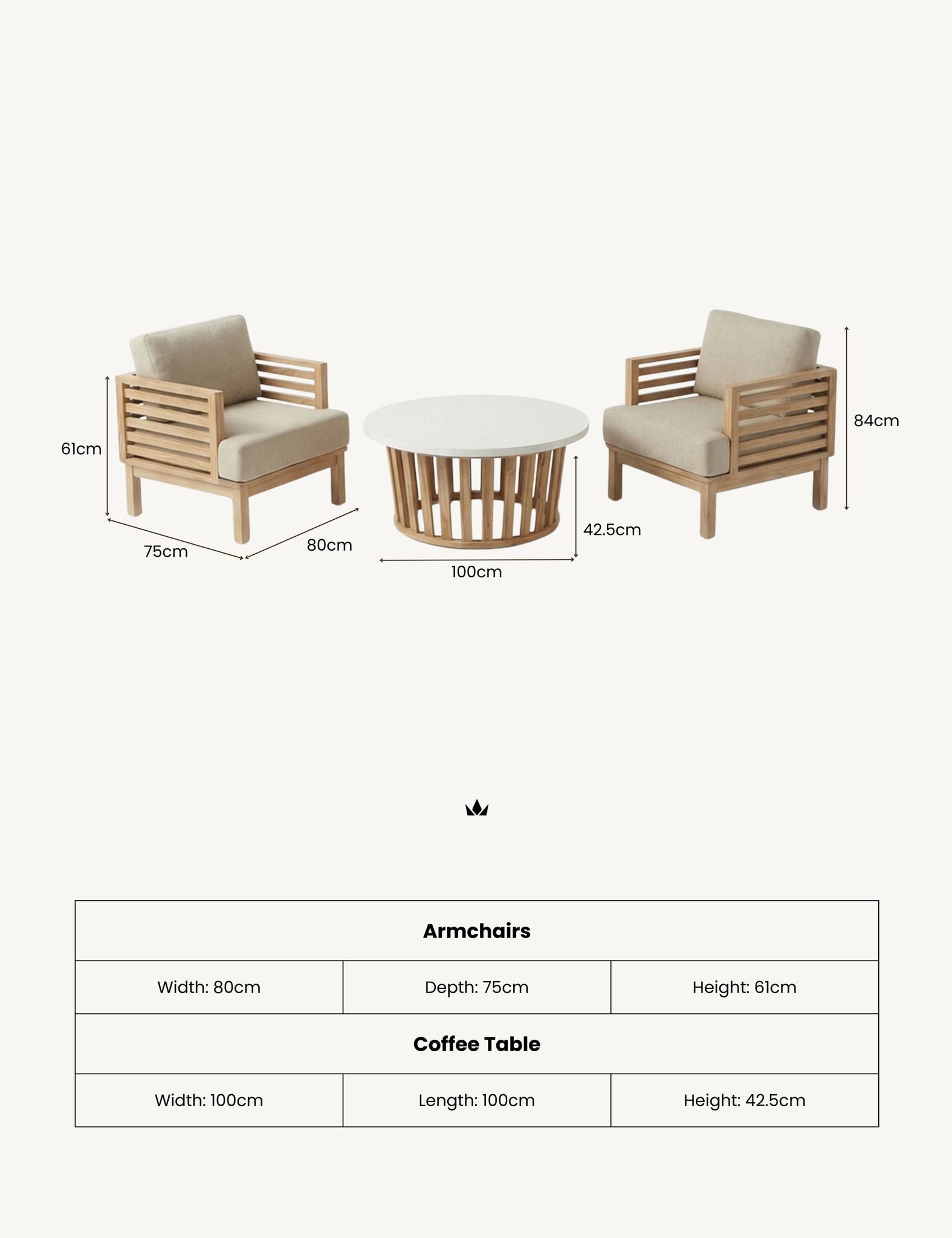 Image of AMIRA 2-Seater Bistro Set