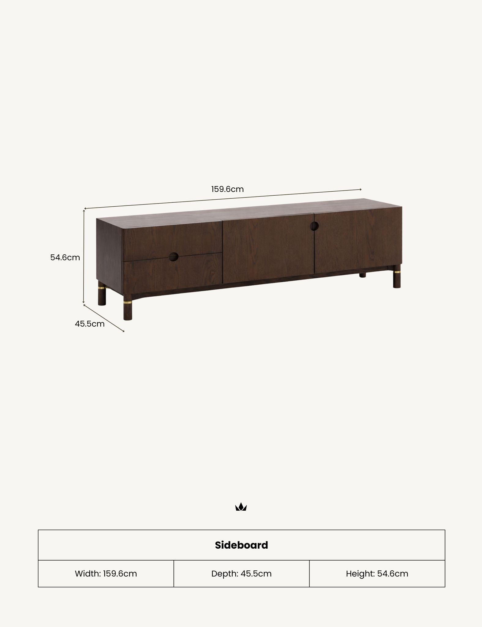Image of Sideboard with dimensions on a white background