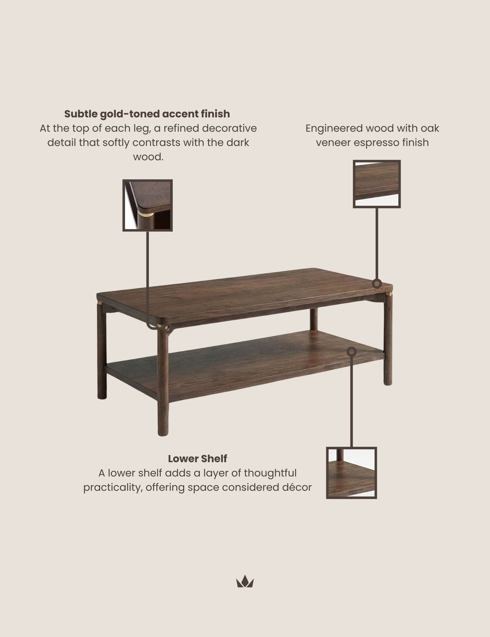 Image of ARKA Dark Wood Coffee Table