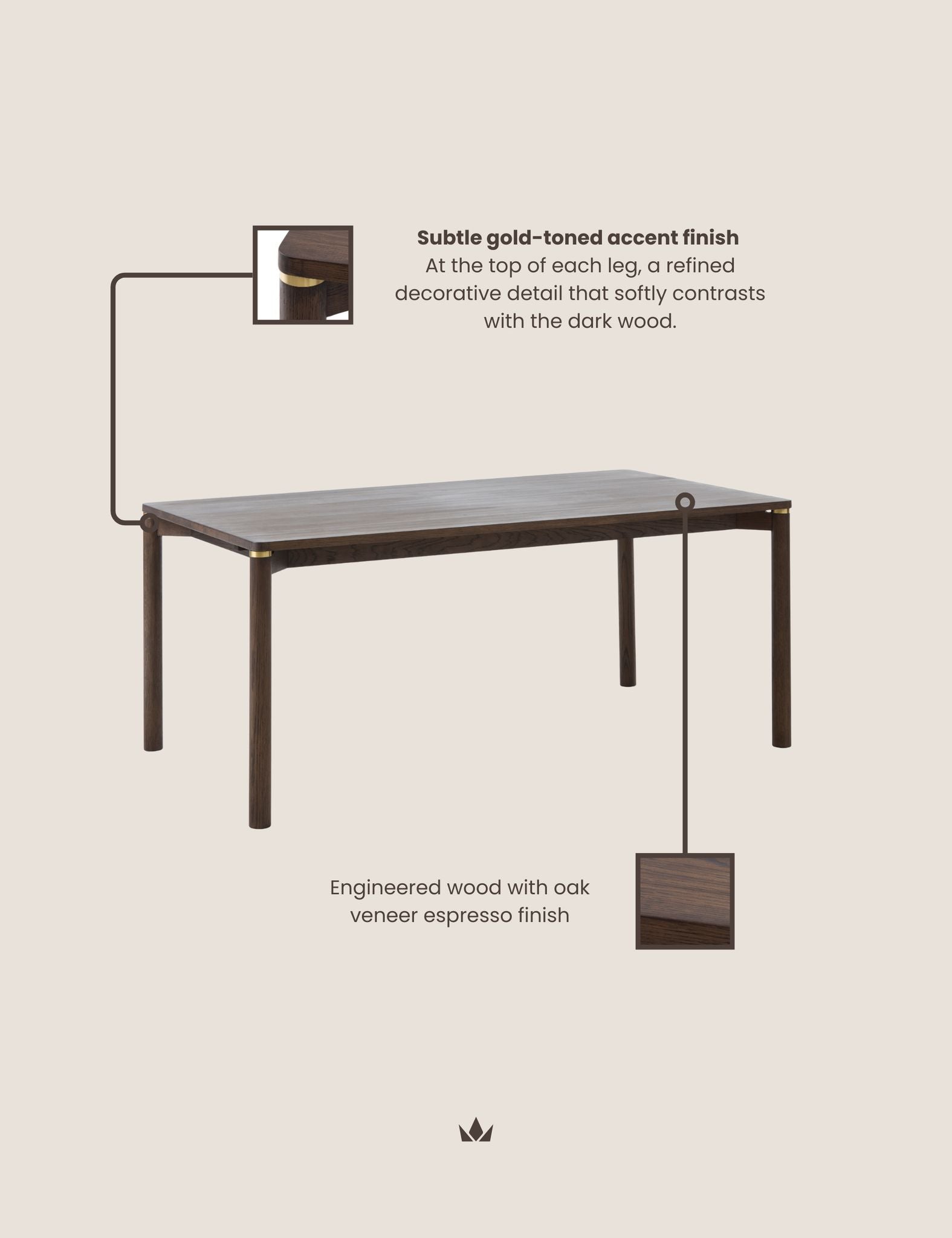 Image of ARKA Dark Wood Dining Table