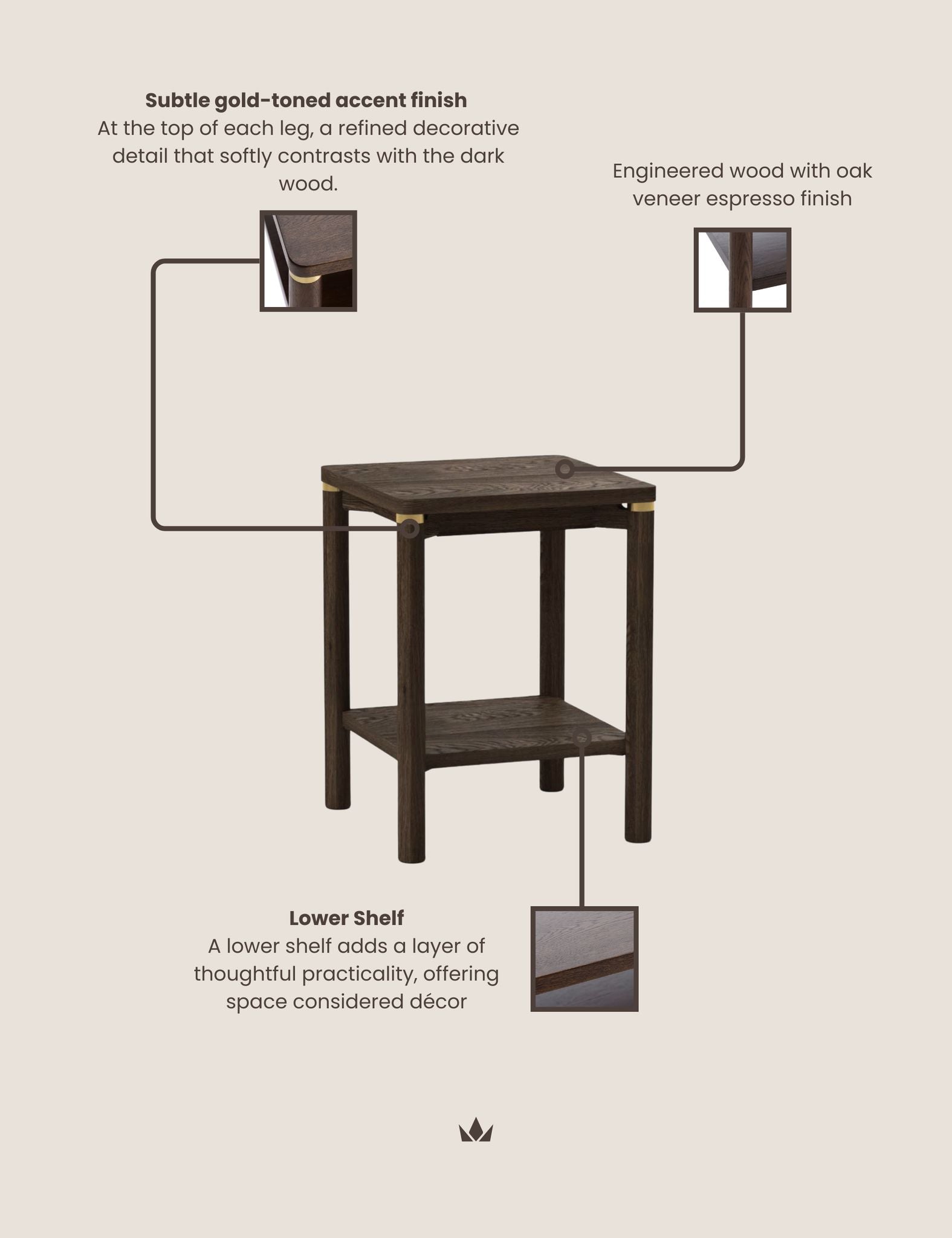 Image of ARKA Dark Wood Side Table