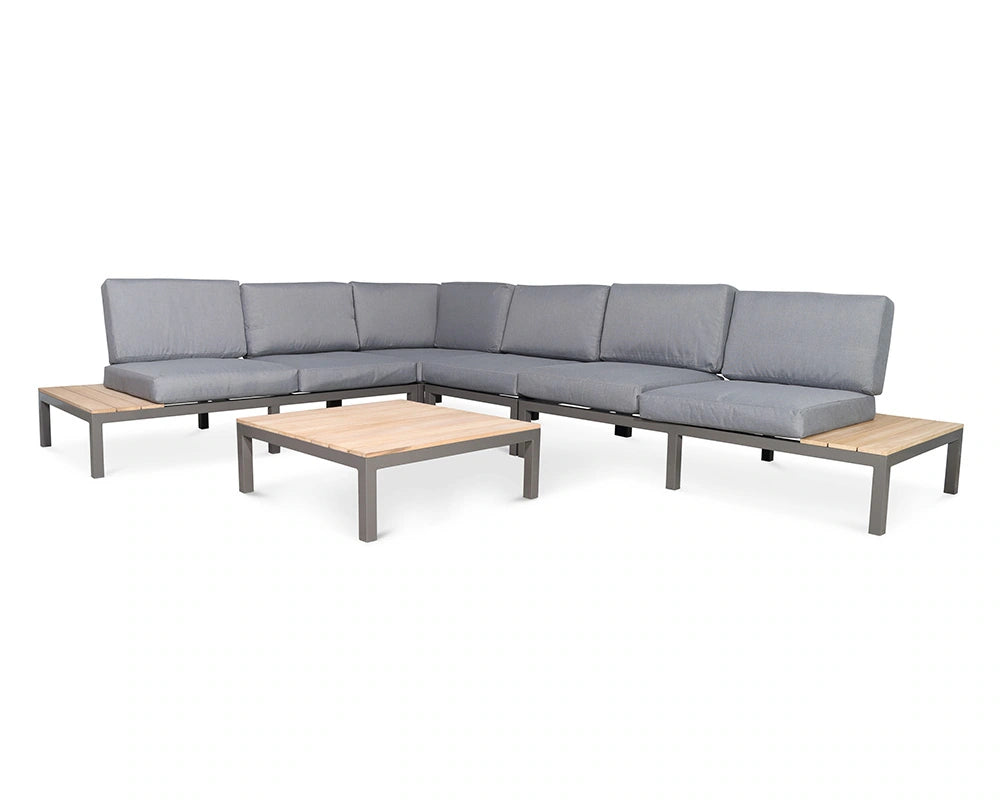 Aspen 6 Seater Corner Lounging Set - FSC 100% Certified Teak Wood