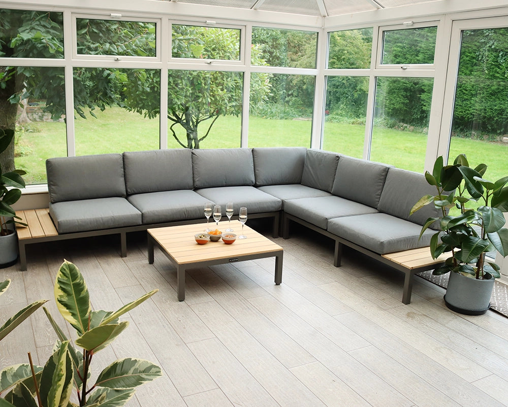 Aspen 6 Seater Corner Lounging Set - FSC 100% Certified Teak Wood