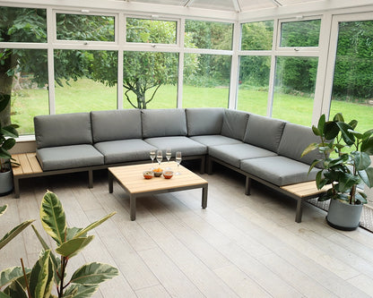 Aspen 6 Seater Corner Lounging Set - FSC 100% Certified Teak Wood